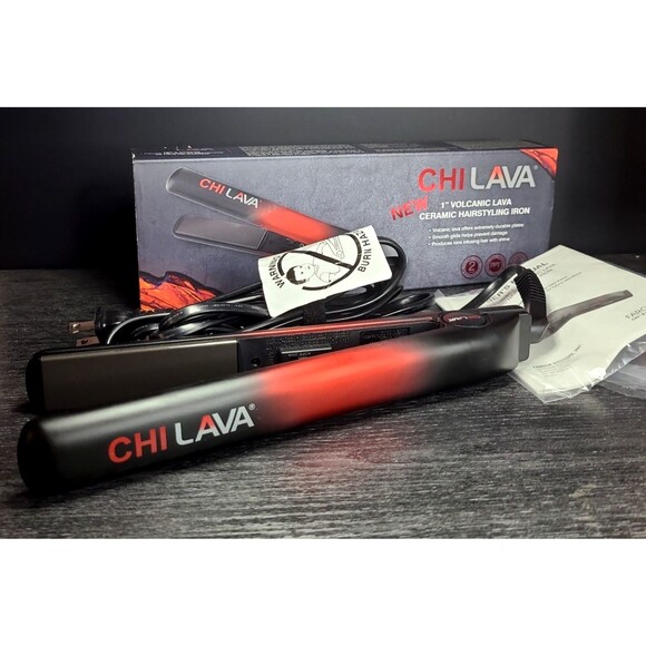 CHI Lava 1" Ceramic Analog Flat Iron - Black/Red + NIB NEW - Picture 1 of 8